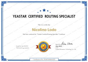 Certificato Yeastar Certified Routing Specialist