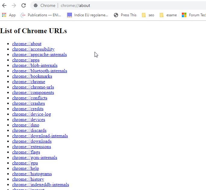 Chrome elenco dei parametri e settaggi nascosti