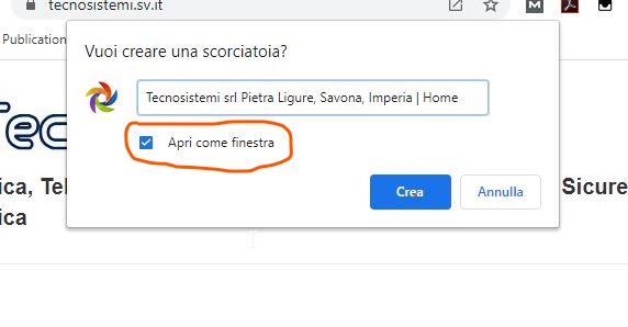 selezionare apri come finestra