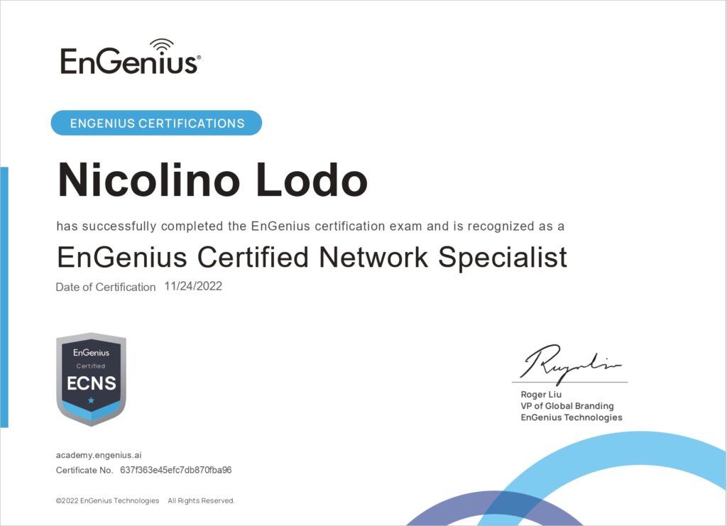 Certificazione di specialista delle soluzioni Engenius